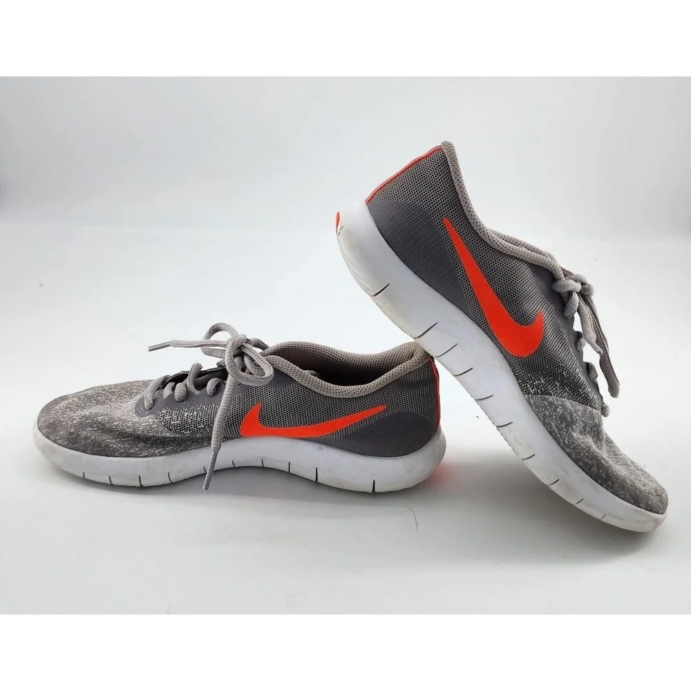 Nike Flex Contact Shoes Youth Size 5Y Atmoshpere Grey / Total Crimson 917932-006